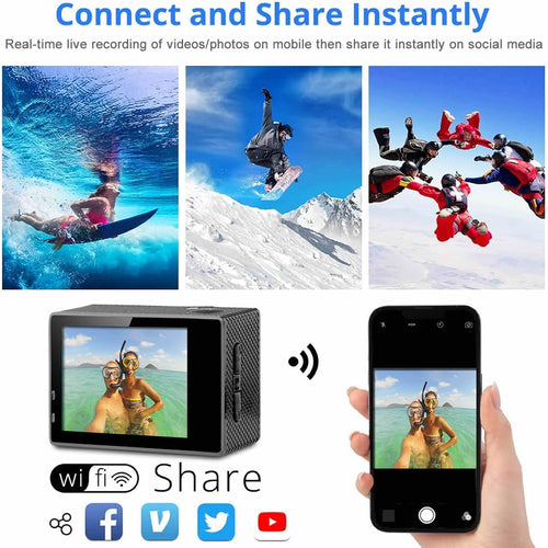 Caméra Sport 4K Étanche WiFi Avec Télécommande RF