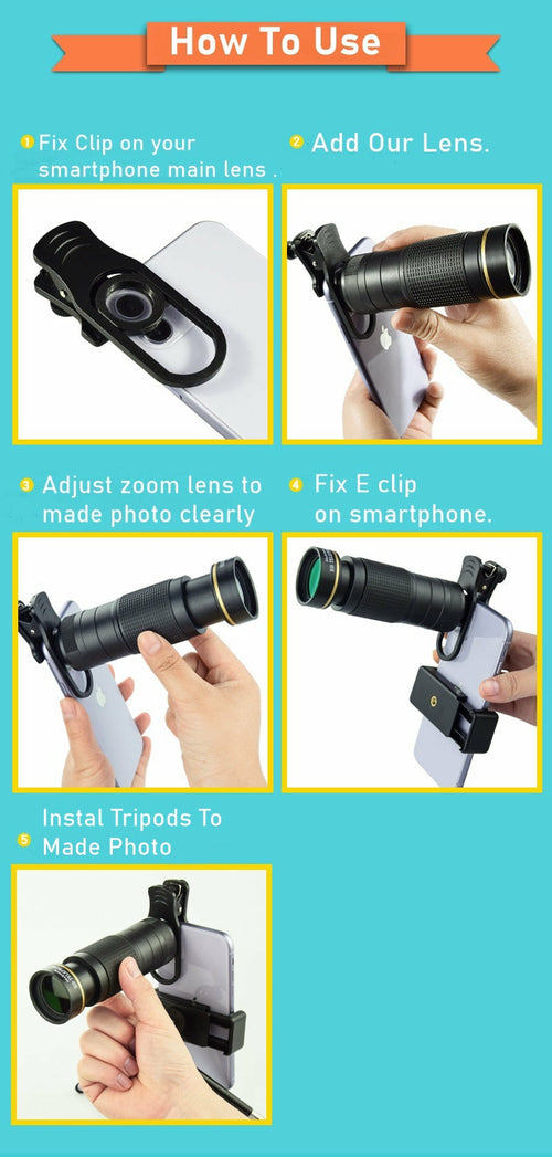 Kit Objectif Téléphone 36X Avec Trépied Et Lentilles
