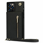 iPhone Wallet Case With Zipper Pocket & Crossbody Strap