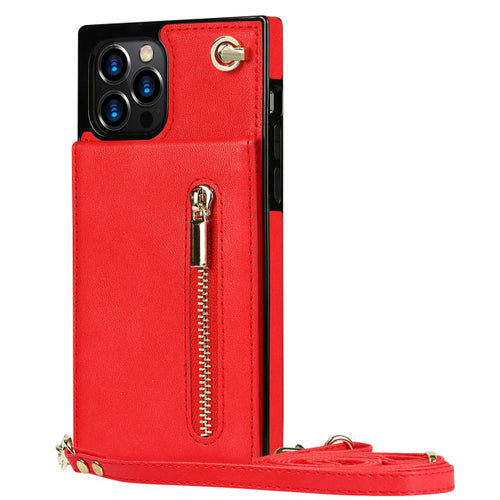 iPhone Wallet Case With Zipper Pocket & Crossbody Strap