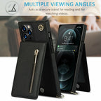 iPhone Wallet Case With Zipper Pocket & Crossbody Strap