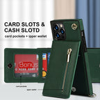 iPhone Wallet Case With Zipper Pocket & Crossbody Strap
