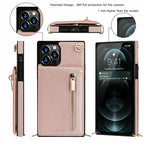 iPhone Wallet Case With Zipper Pocket & Crossbody Strap