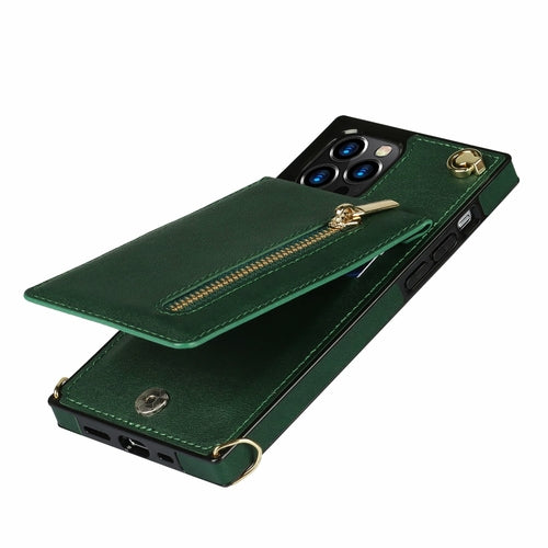 iPhone Wallet Case With Zipper Pocket & Crossbody Strap