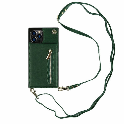 iPhone Wallet Case With Zipper Pocket & Crossbody Strap