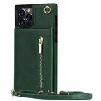 iPhone Wallet Case With Zipper Pocket & Crossbody Strap
