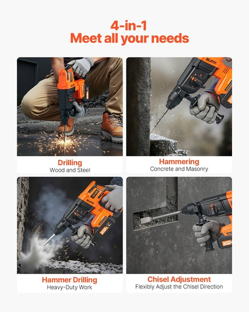 20V Brushless Cordless Hammer Drill, Lithium-Ion 1.1 Inch Rotary